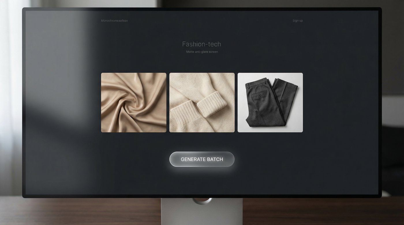 Screenshot of the Photta interface showing a batch of flat lay images being queued and processed into ghost mannequins.