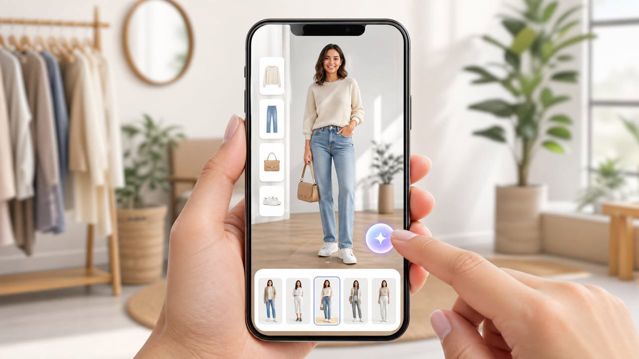 ผลการค้นหา Google Shopping แสดงเสื้อผ้าของ LOFT ที่ลองบนนางแบบหลายรูปร่างที่สร้างโดย AI